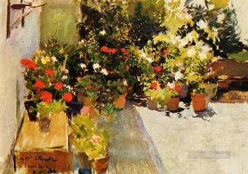 印象派の花 Painting - 花のある屋上 画家 ホアキン・ソローリャ